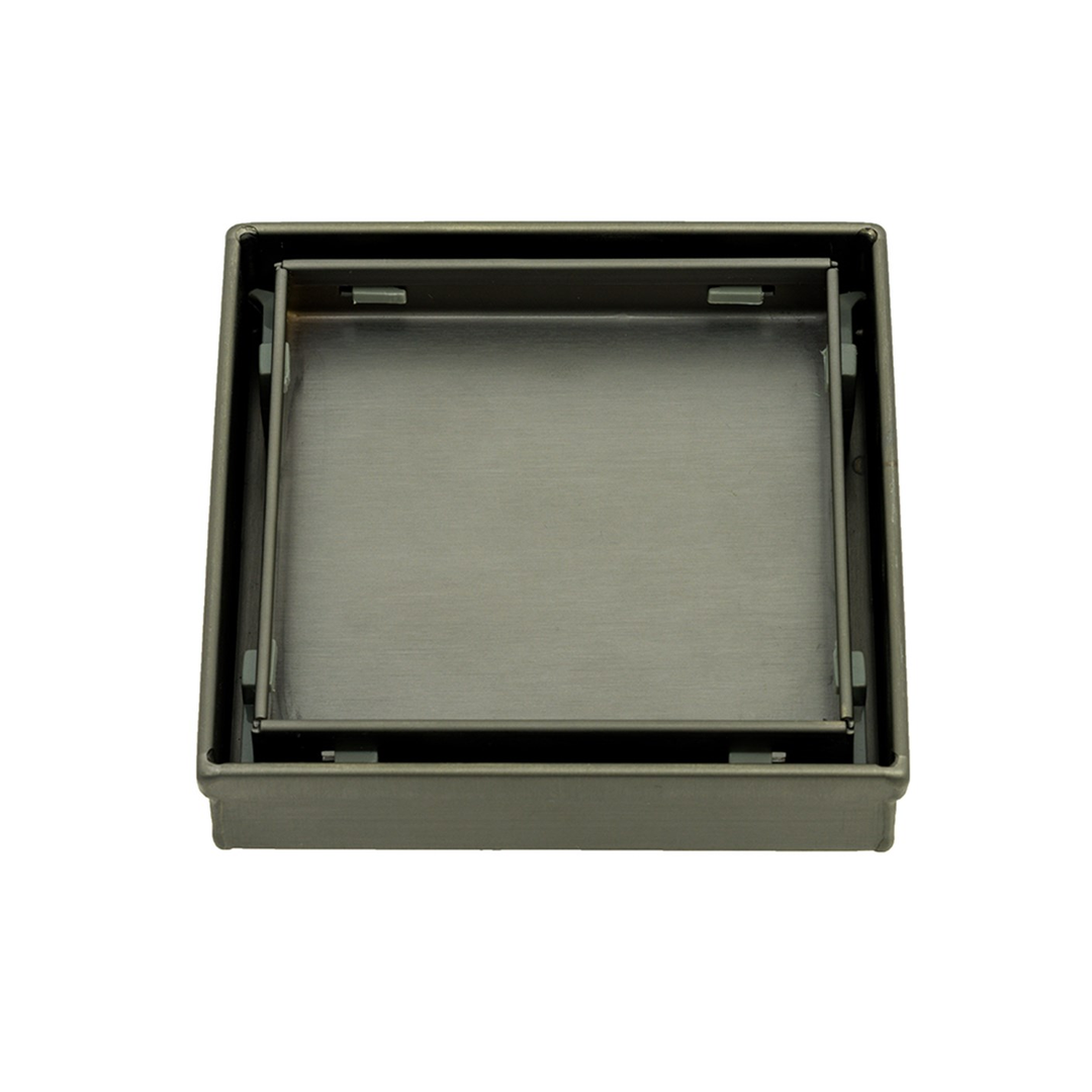 Radiant Slotted Square Shower Grate 100Mm X 38Mm Outlet Gun Metal Grey