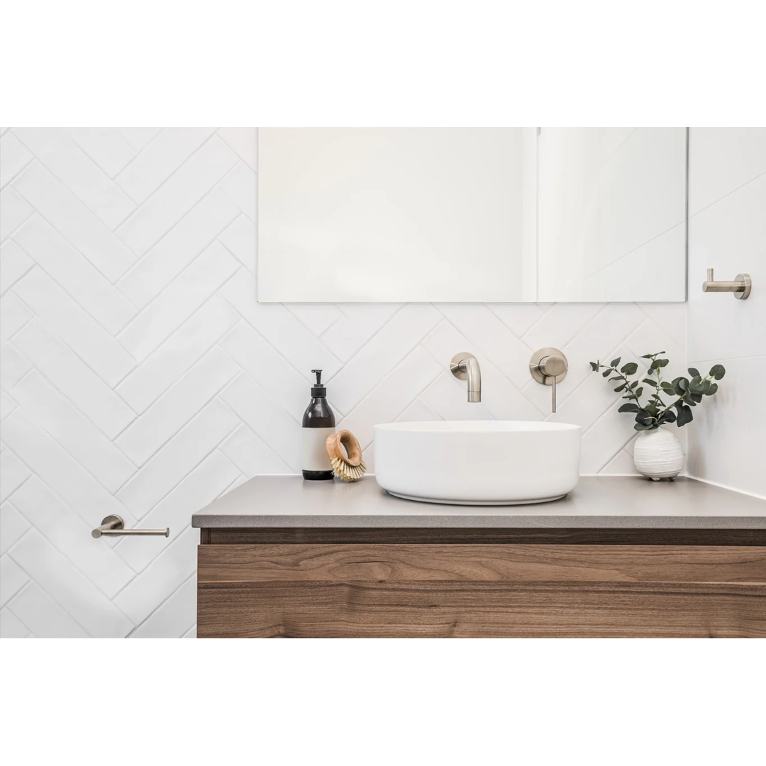 Meir Round Wall Mixer Short Pin Lever Finish Kit Brushed Nickel