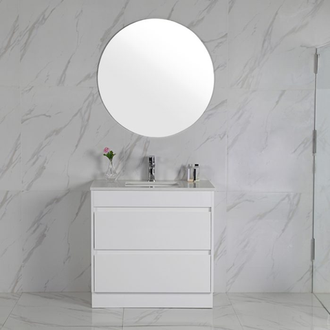 Aulic Leona 1800mm Freestanding Double Vanity - Alpine Flat Stone Top