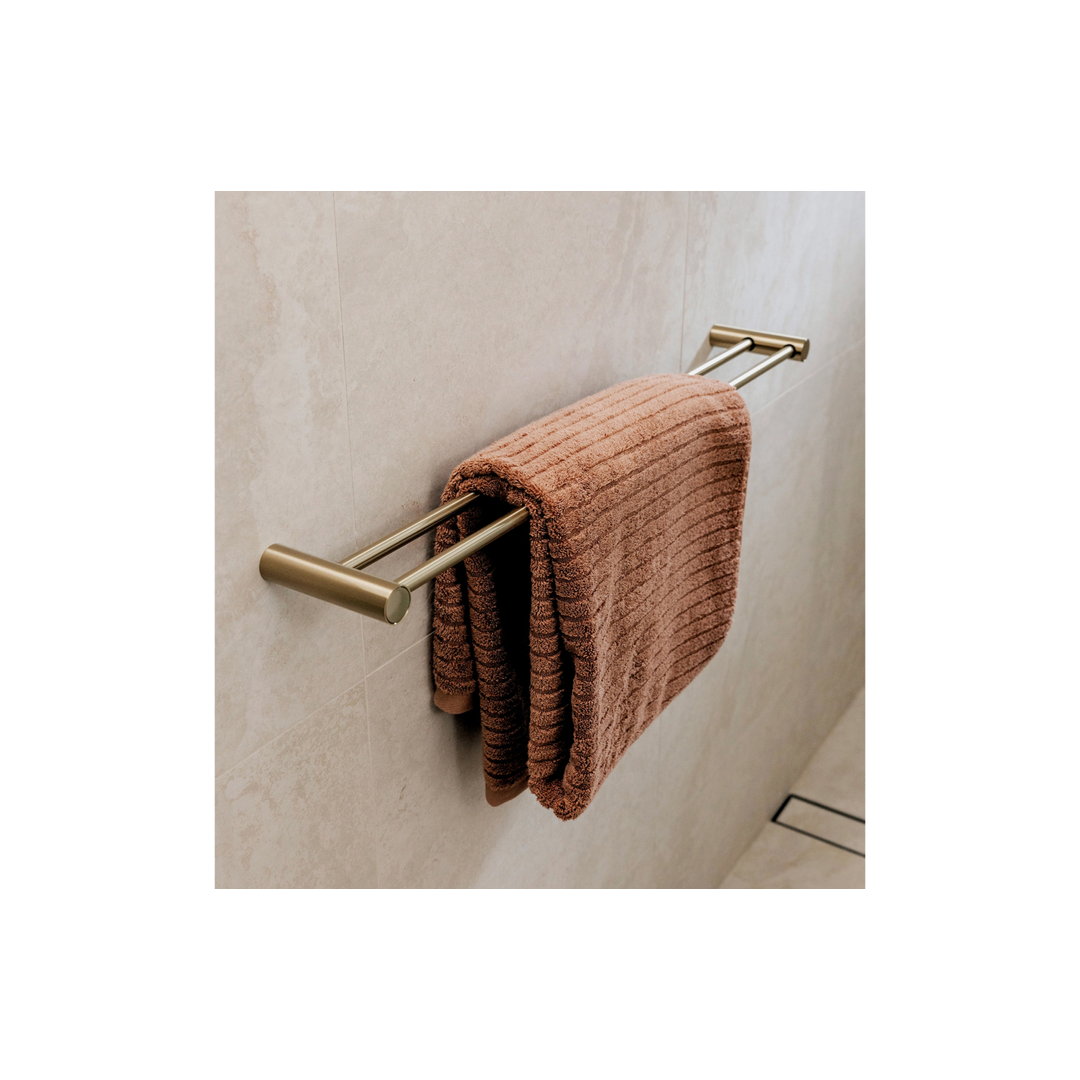 Phoenix Vivid Slimline Double Towel Rail 600Mm - Brushed Gold
