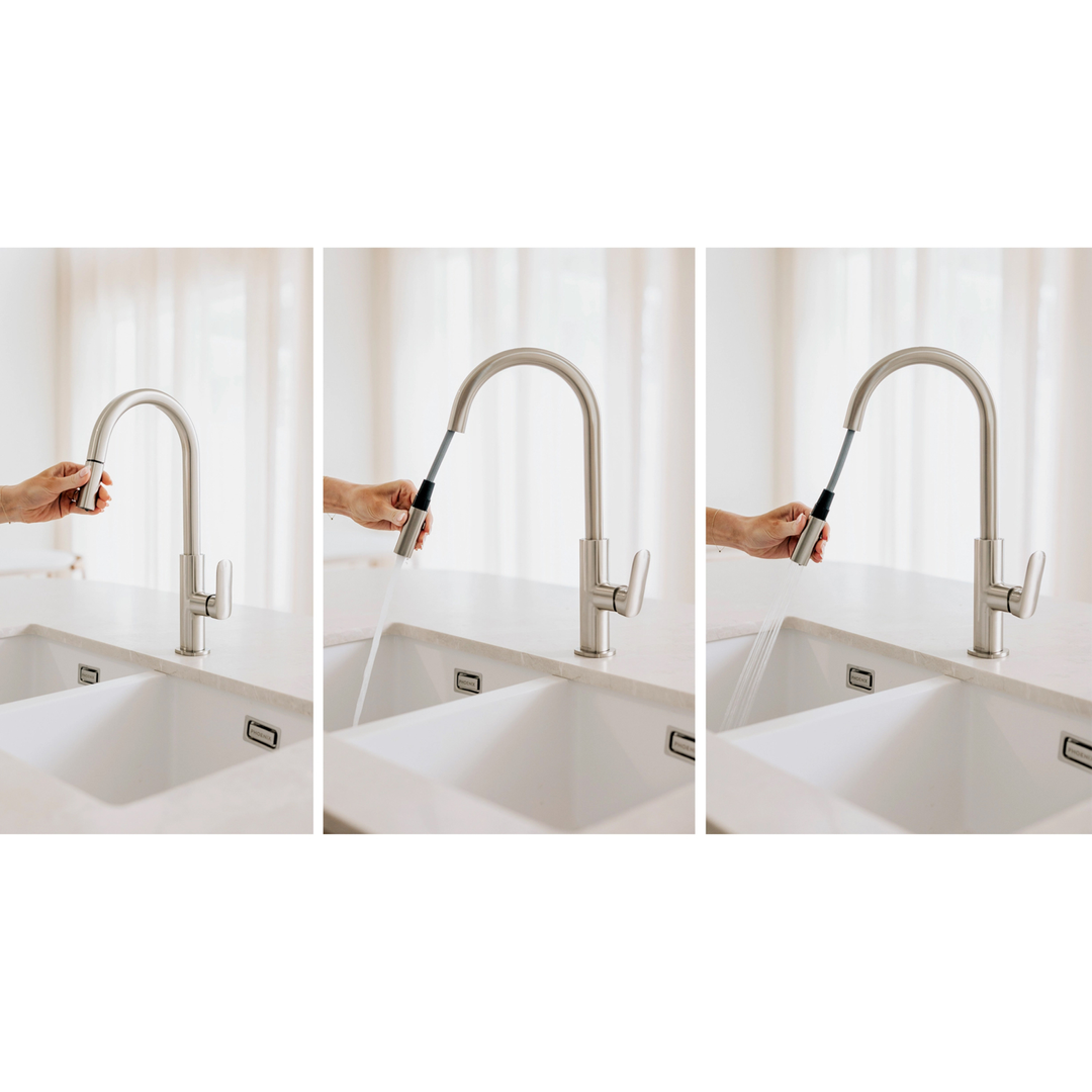 Phoenix Nuage Pull Out Sink Mixer 200mm Brushed Nickel