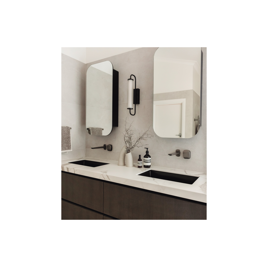 Phoenix Nuage Wall Basin / Bath Mixer Set 200Mm Brushed Carbon