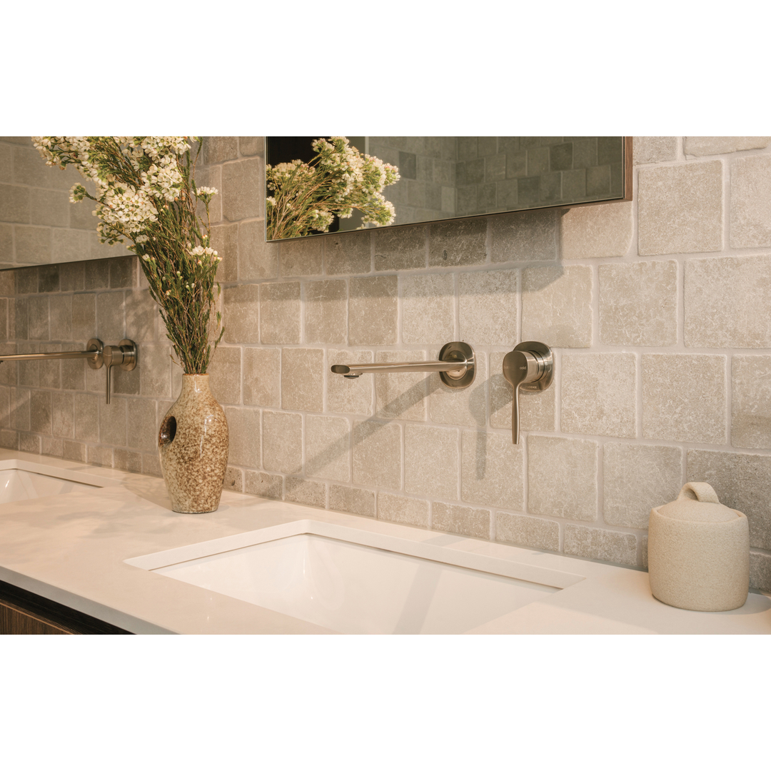 Phoenix Vask Switchmix Wall Basin / Bath Mixer Set 200Mm  Brushed Nickel