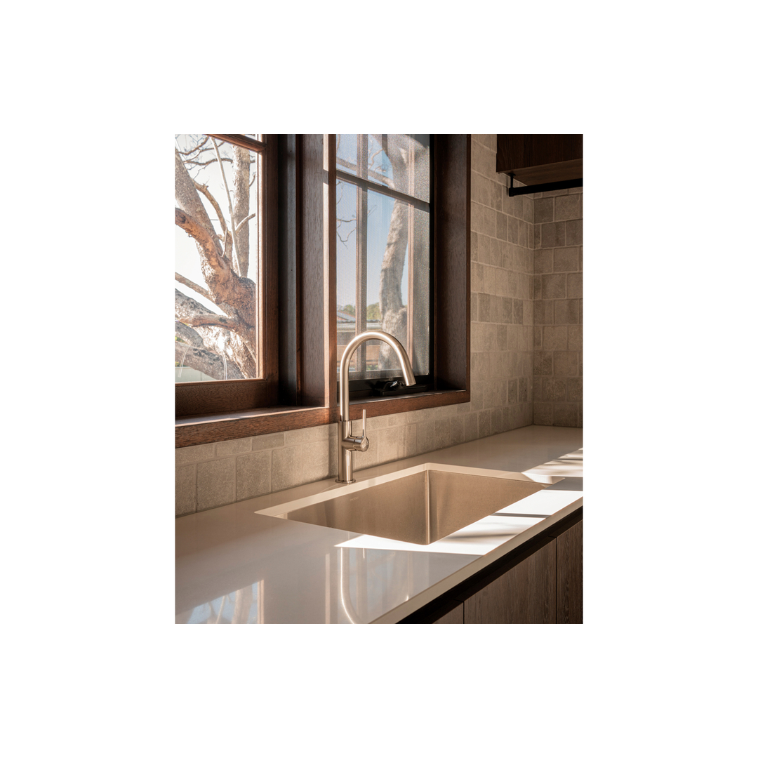 Phoenix Vask Sink Mixer 190Mm Brushed Nickel