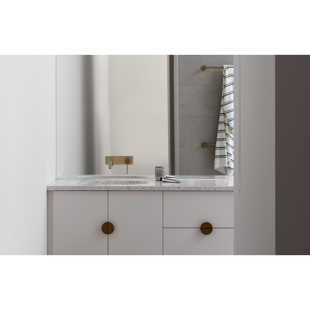 Phoenix Radii Single Towel Rail 800Mm Round Plate Brushed Gold Ra803-12
