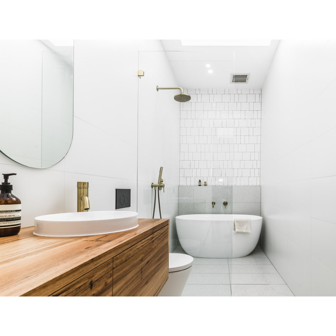 Meir Round Wall Shower Curved Arm 400Mm Tiger Bronze