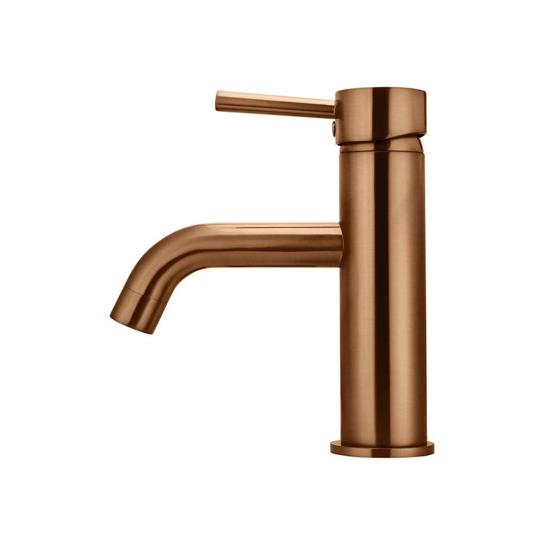 Meir Round Basin Mixer Curved Lustre Bronze