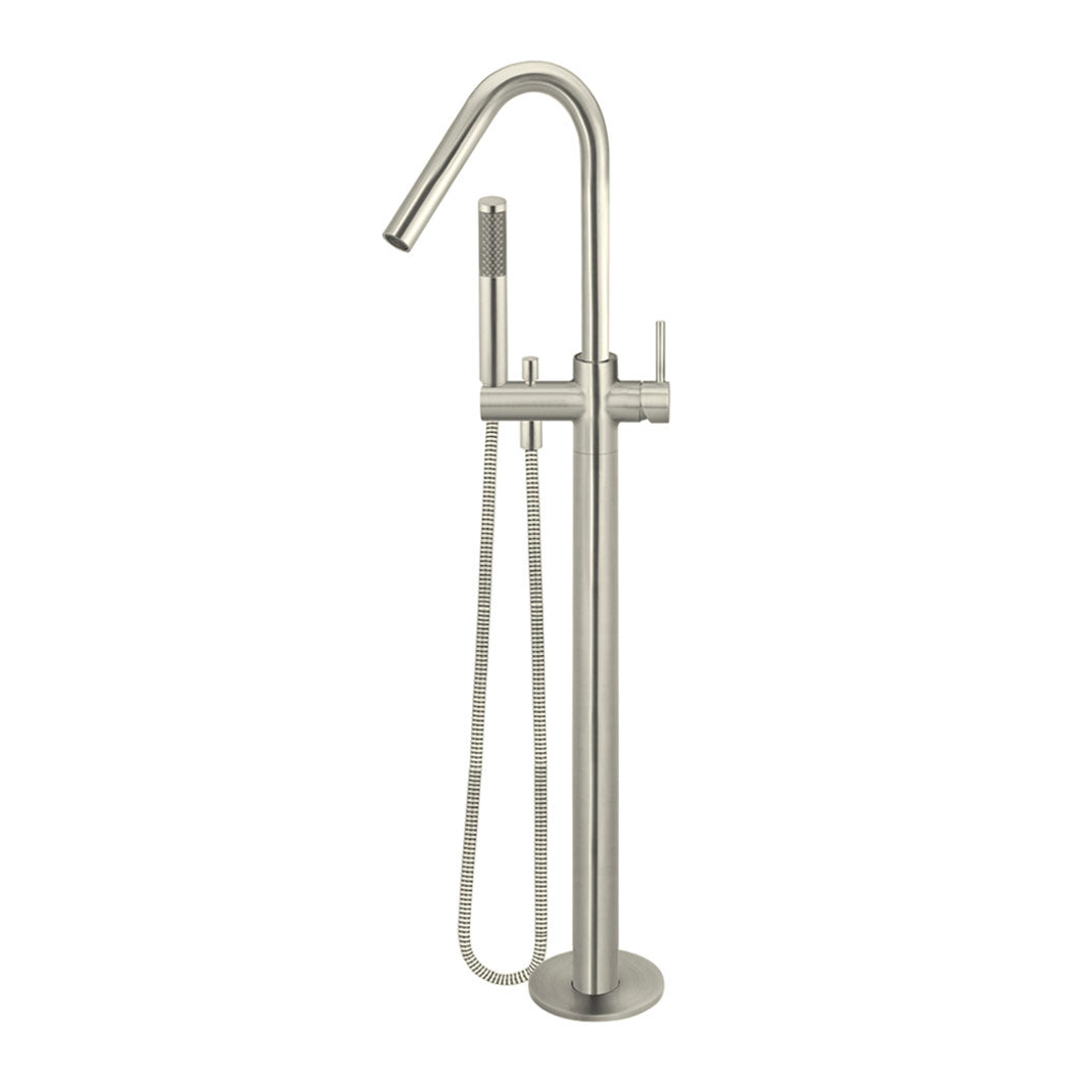 Meir Round Freestanding Bath Spout And Hand Shower Brushed Nickel
