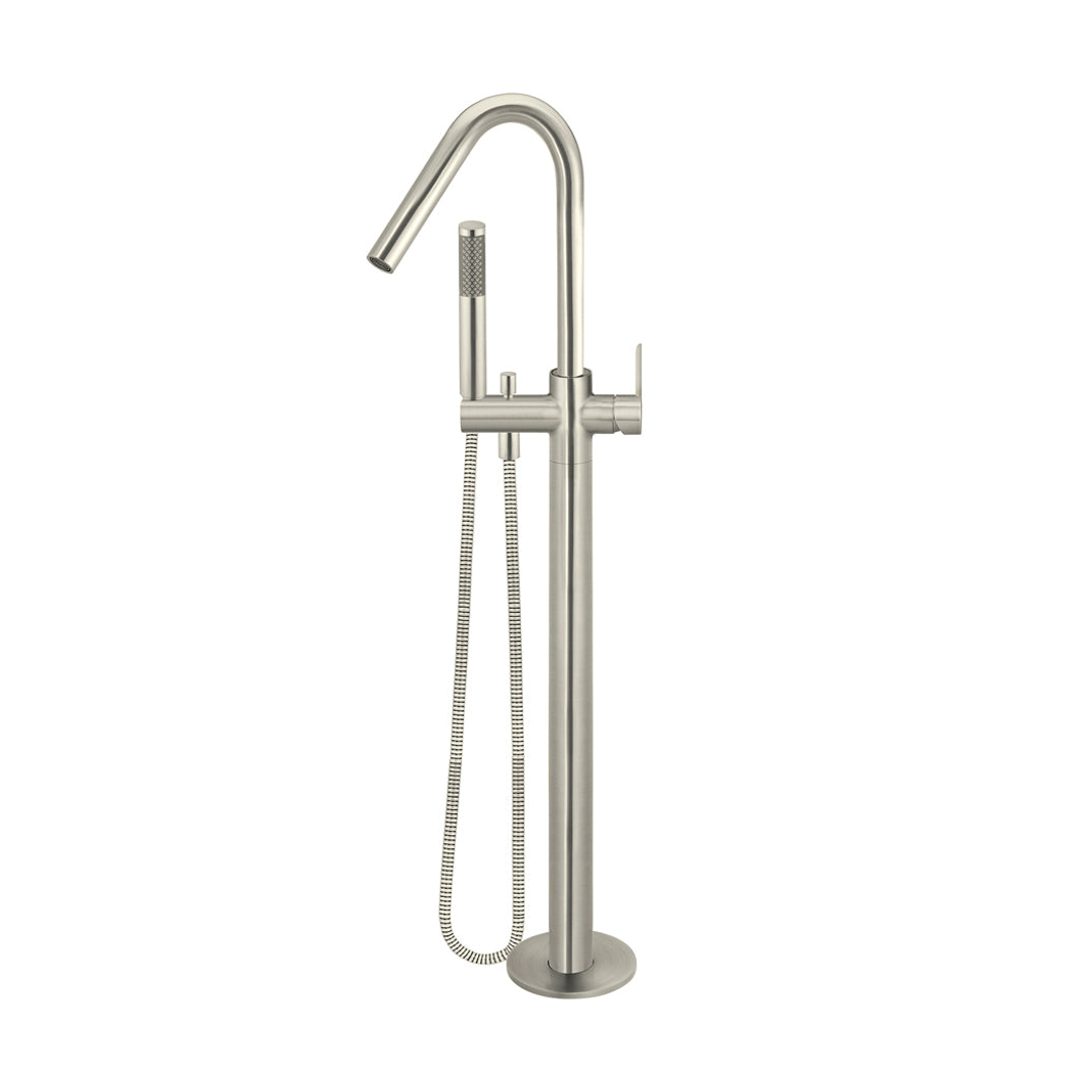 Meir Round Paddle Freestanding Bath Spout And Hand Shower Brushed Nickel