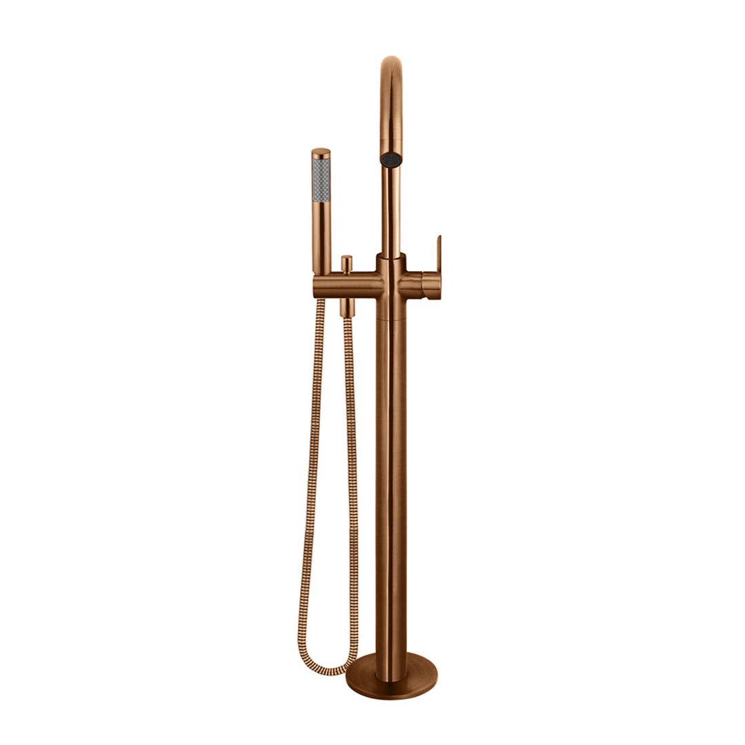 Meir Round Paddle Freestanding Bath Spout And Hand Shower Lustre Bronze
