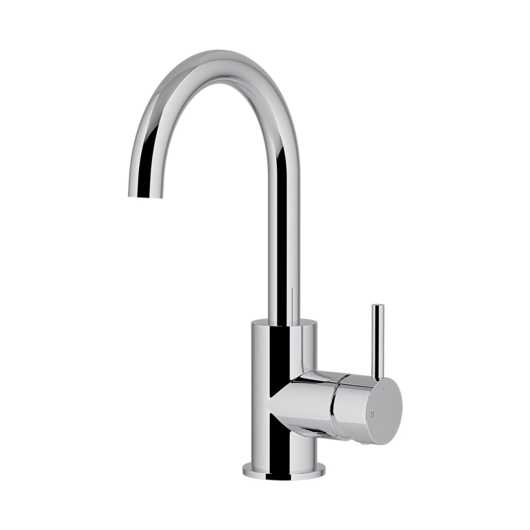 Meir Round Gooseneck Basin Mixer With Cold Start Polished Chrome