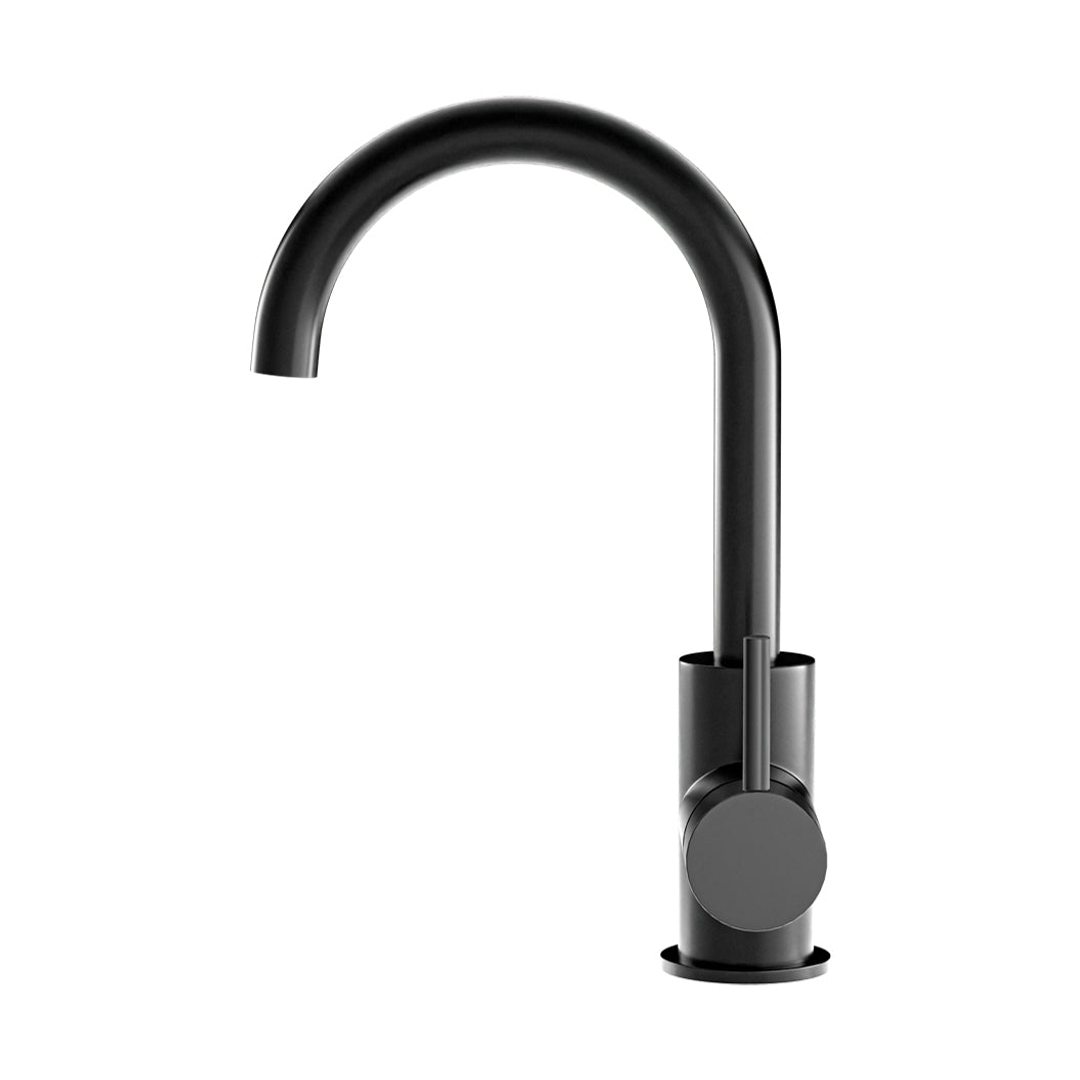 Meir Round Gooseneck Basin Mixer With Cold Start Matte Black