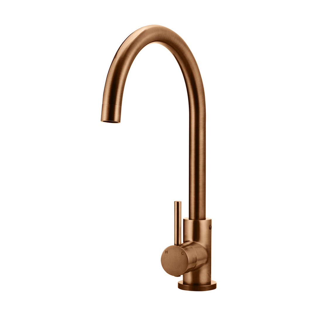 Meir Round Gooseneck Kitchen Mixer Tap Lustre Bronze