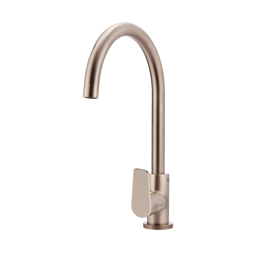 Meir Round Paddle Gooseneck Kitchen Mixer Tap Champagne