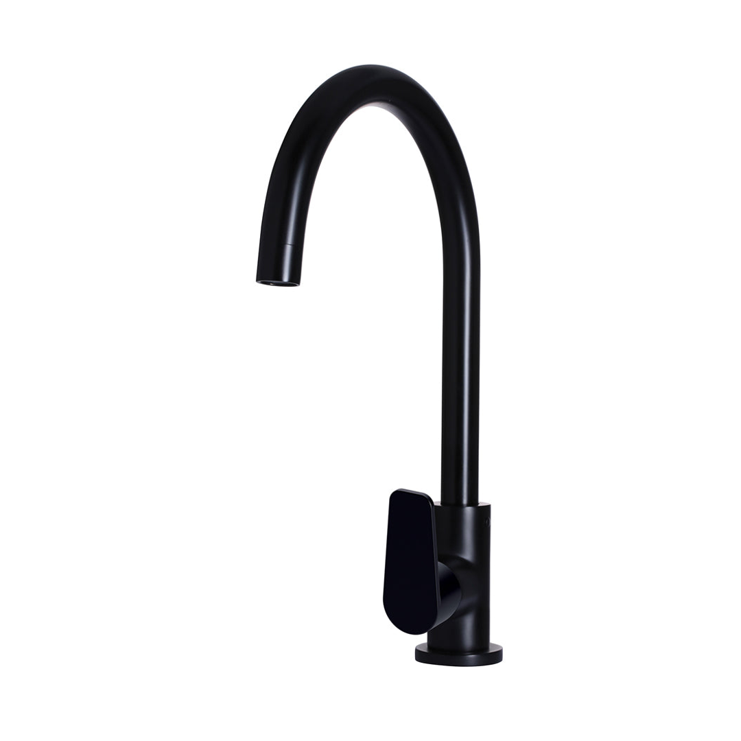 Meir Round Paddle Gooseneck Kitchen Mixer Tap Matte Black