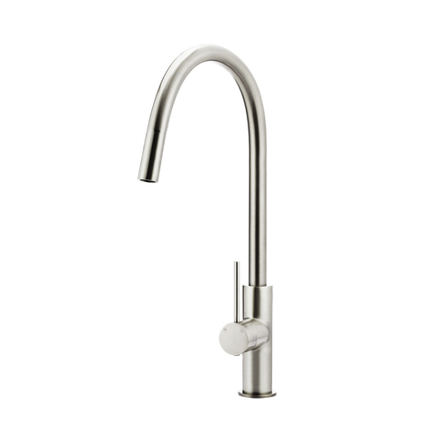 MEIR ROUND PULL OUT KITCHEN MIXER TAP BRUSHED NICKEL
