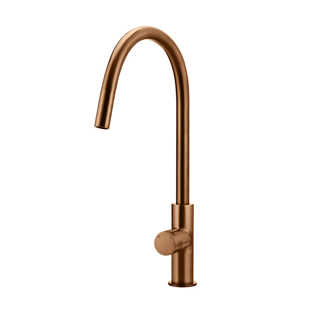 Meir Round Pinless Piccola Pull Out Kitchen Mixer Tap Lustre Bronze