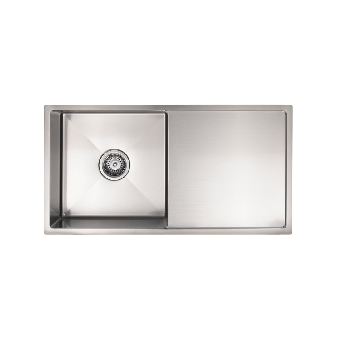 Meir Kitchen Sink Single Bowl & Drainboard 840 X 440 Brushed Nickel