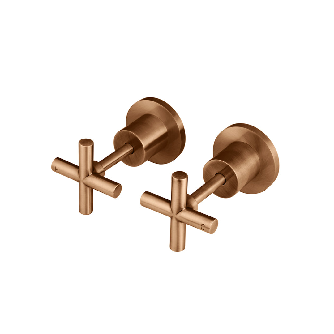 Meir Cross Handle Jumper Valve Wall Top Assemblies Lustre Bronze