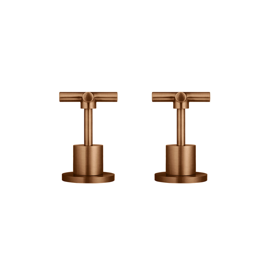 Meir Cross Handle Jumper Valve Wall Top Assemblies Lustre Bronze