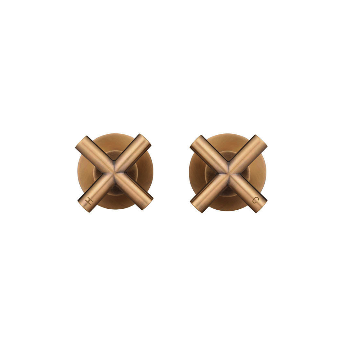 Meir Cross Handle Jumper Valve Wall Top Assemblies Lustre Bronze