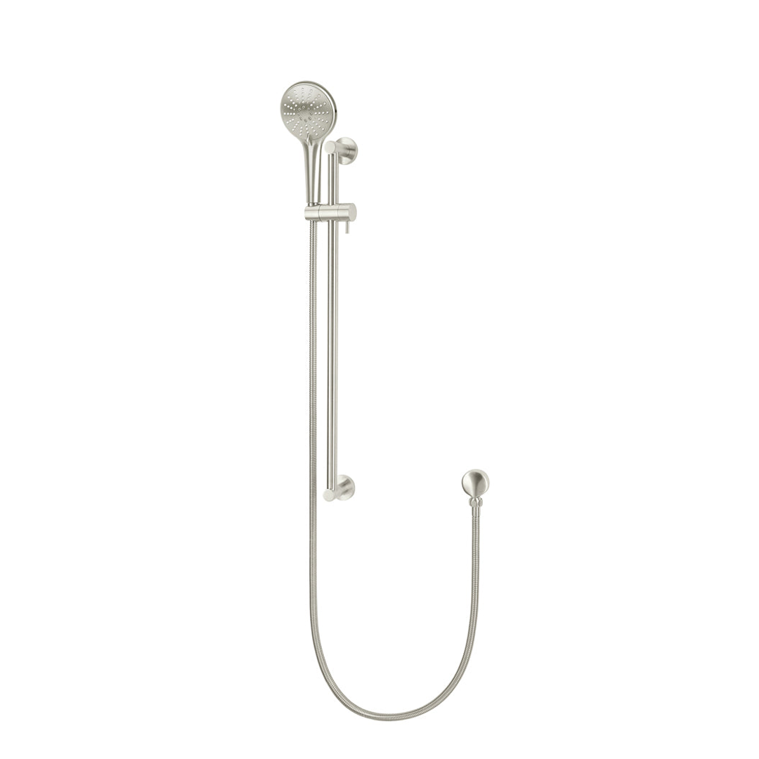 Meir Round Three Function Hand Shower On Rail Column Brushed Nickel