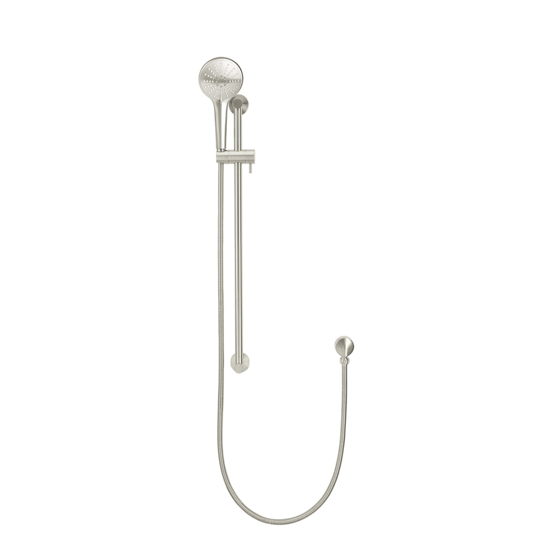 Meir Round Three Function Hand Shower On Rail Column Brushed Nickel