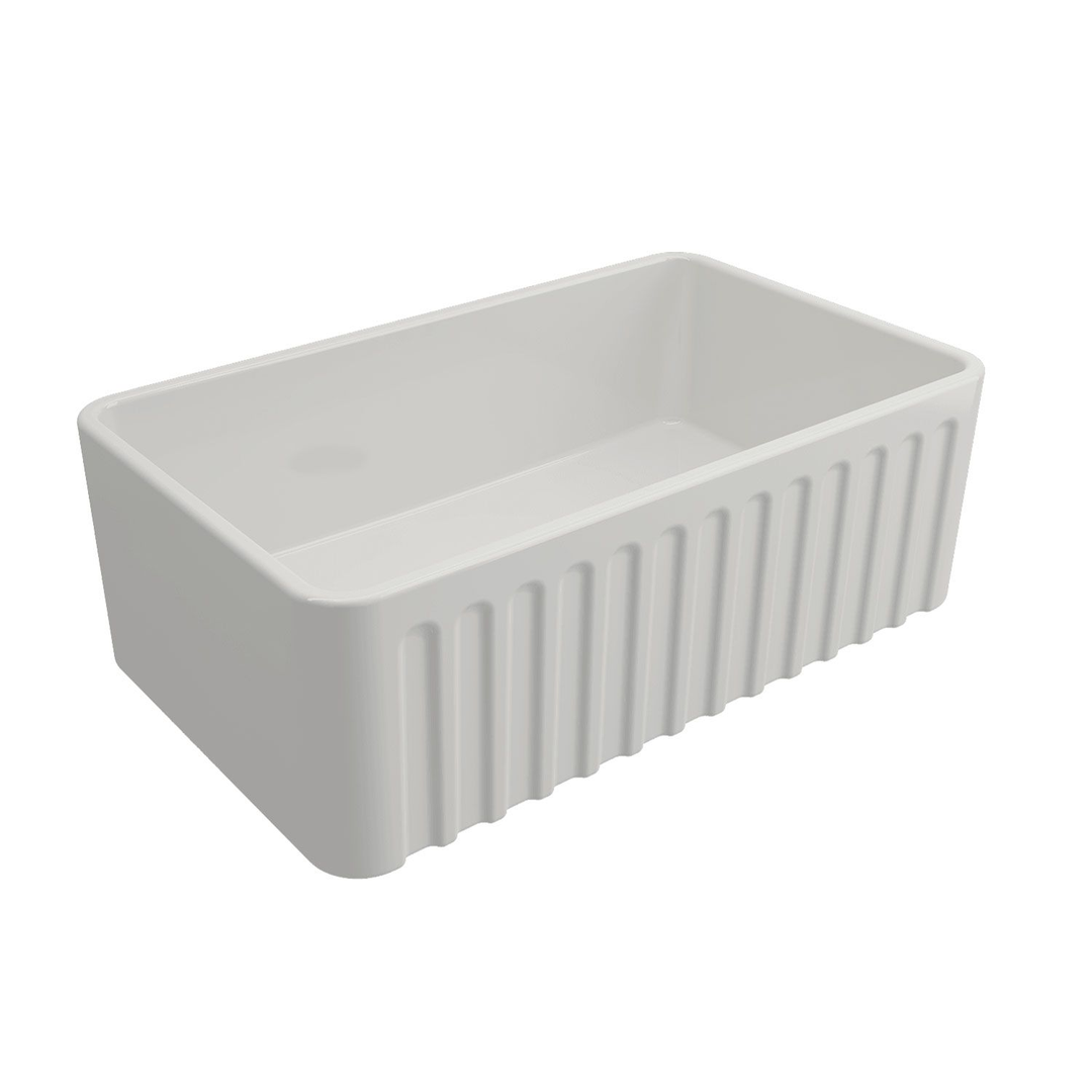 T&H Novi 76 X 46 Fine Fireclay Butler Sink Double Sided Flat & Ribbed Front