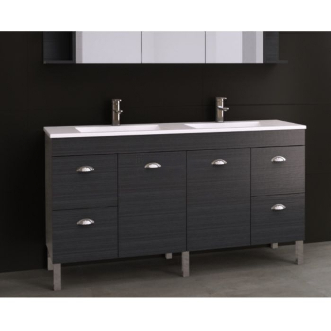 BARGO VANITY 1500MM DOUBLE BOWL REGAL ACRYLIC TOP  ON LEGS(TIMBERLN P#:B152RL)
