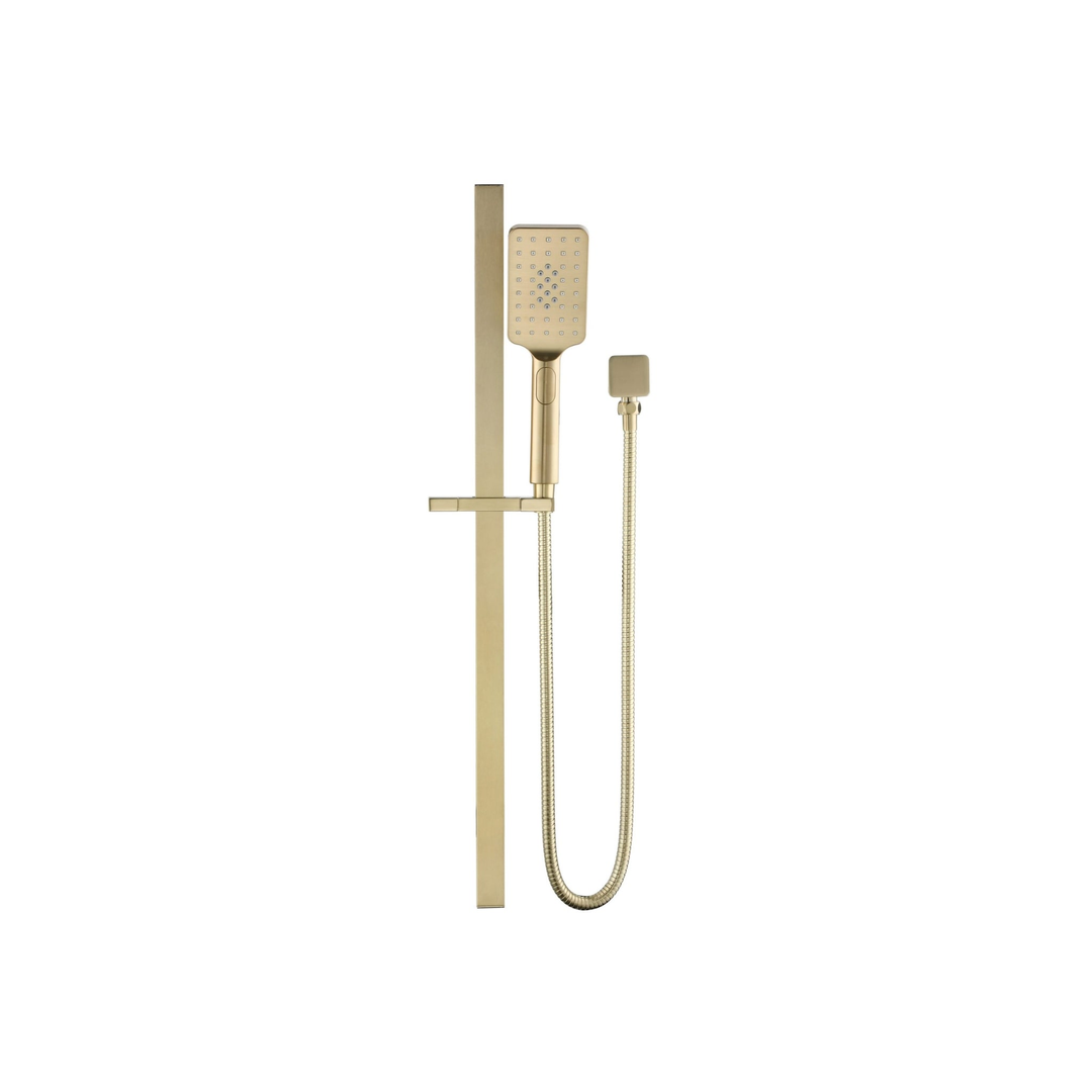 Bella Vista Shower Head On Rail Square Brushed Gold
