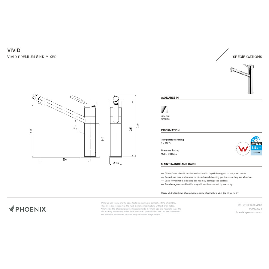 Phoenix Vivid Premium Sink Mixer - Chrome