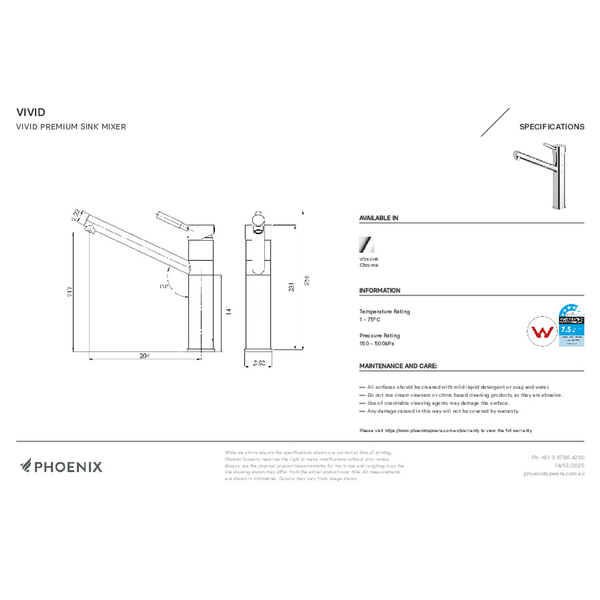 Phoenix Vivid Premium Sink Mixer - Chrome