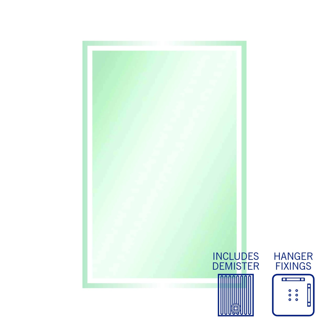 Sierra Rectangle Polished Edge Mirror & Sandblasted Border 1200X800Mm & Hangers And Demister