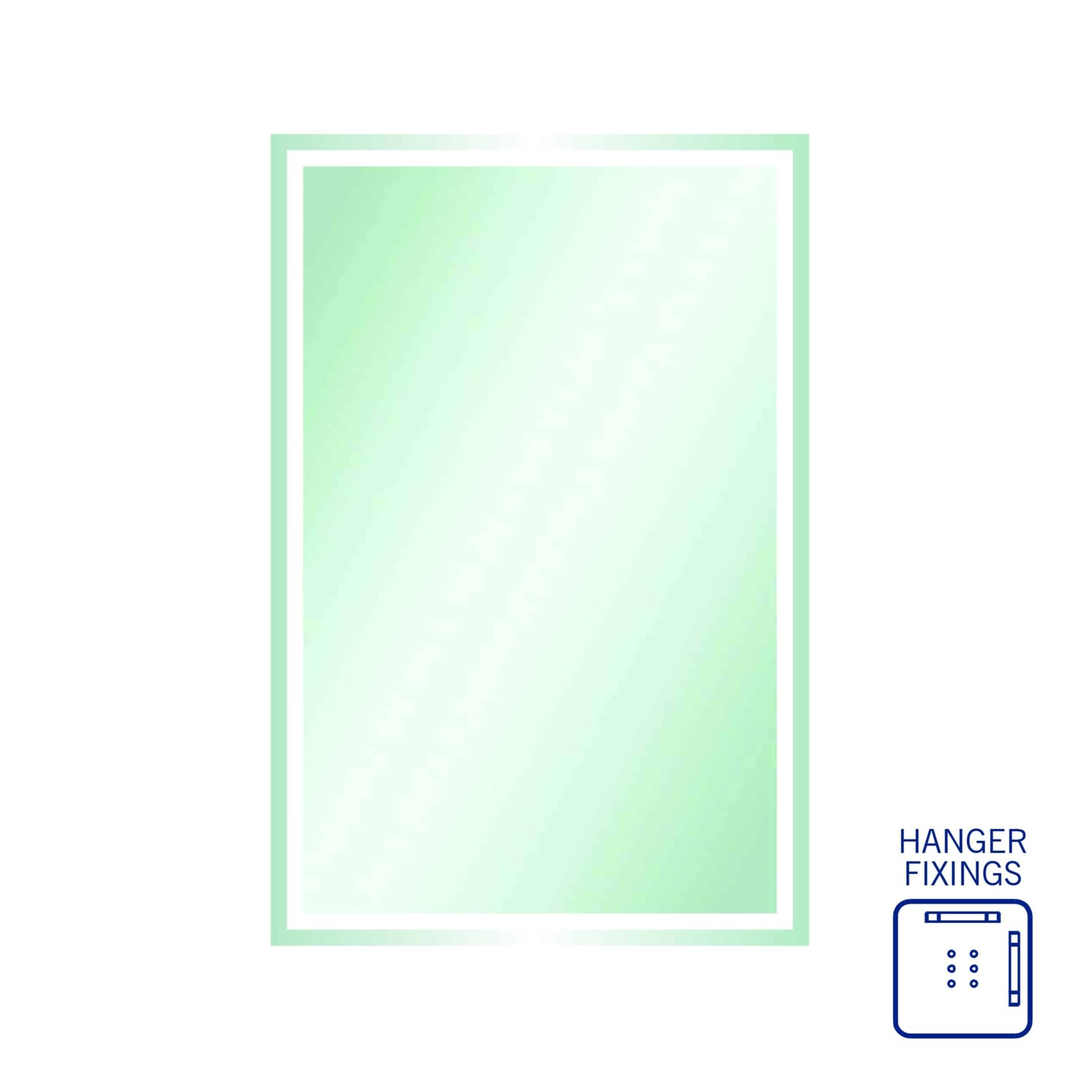 Sierra Rectangle Polished Edge Mirror With Sandblasted Border 1200X800Mm With Hangers