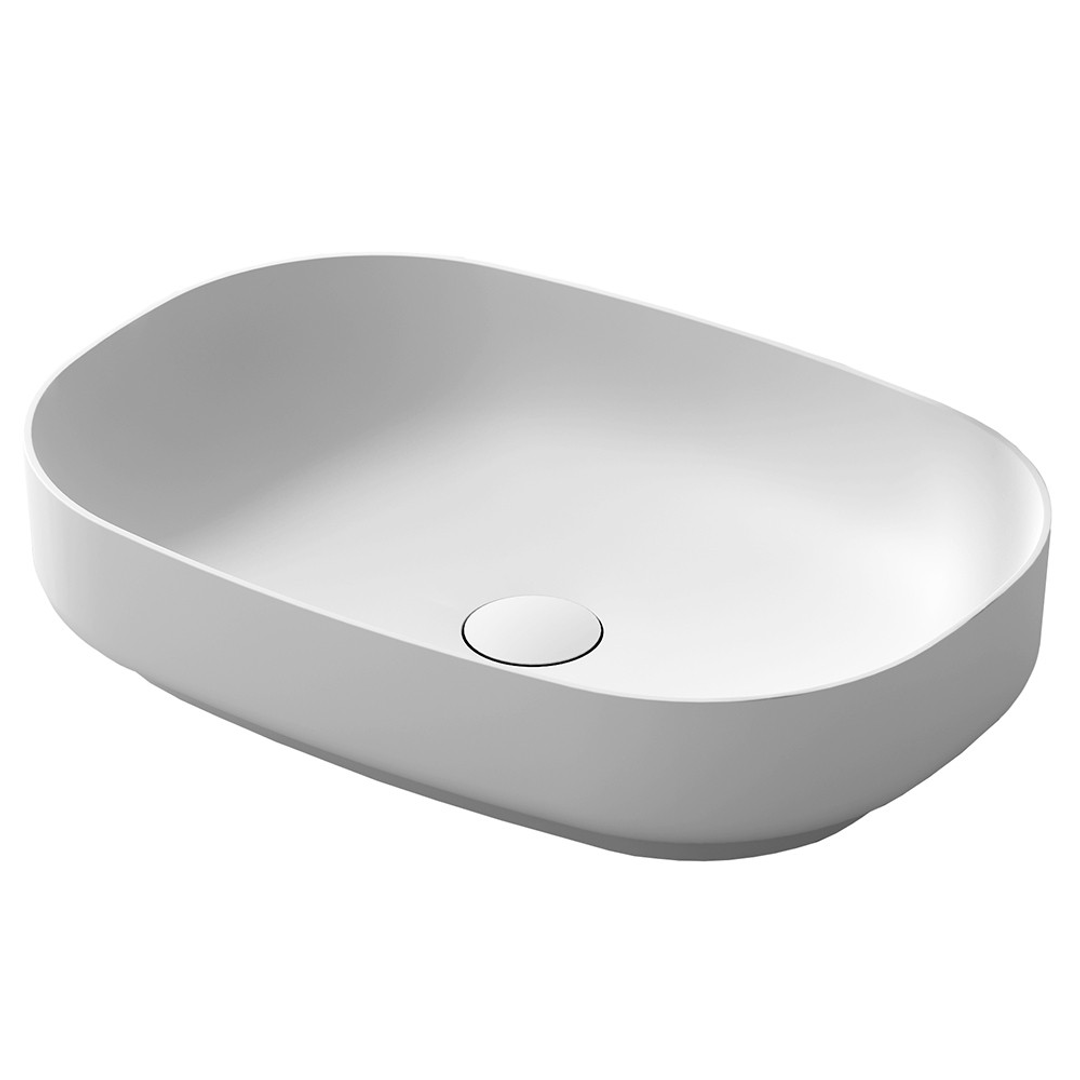 STREAMLINE SYNERGII SOLID SURFACE 55 X 38CM DIA ABOVE COUNTER BASIN_MATTE WHITE
