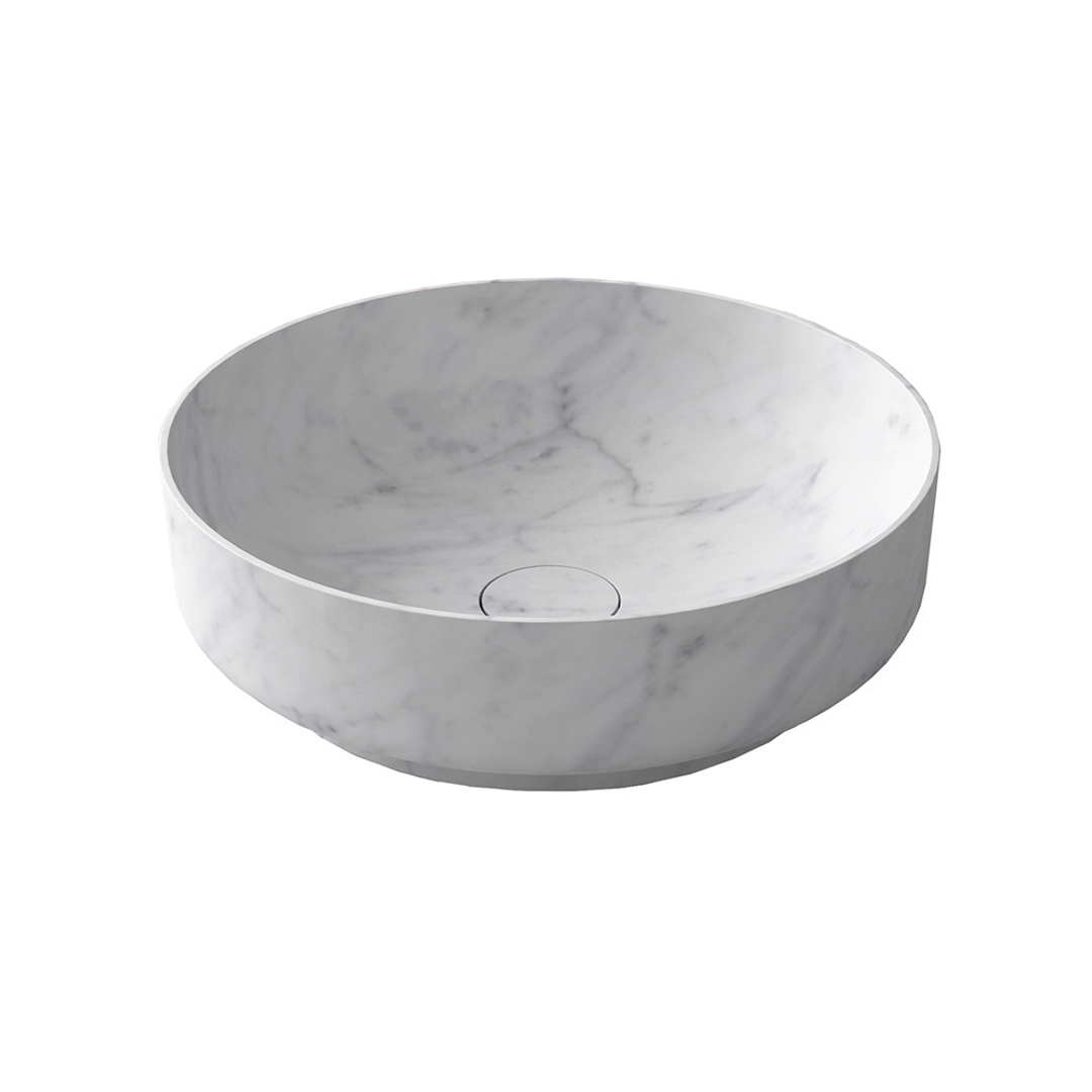 STREAMLINE SYNERGII STONE 40CM(DIA) X 12CM(H) ABOVE COUNTER BASIN W.MATCHING WASTE_CARRERA MARBLE