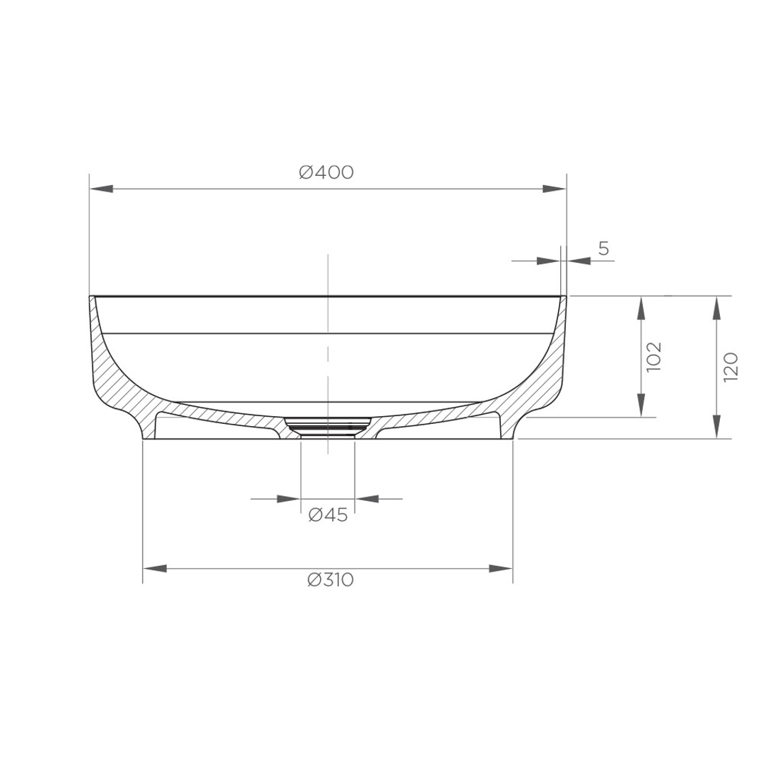 STREAMLINE SYNERGII STONE 40CM(DIA) X 12CM(H) ABOVE COUNTER BASIN W.MATCHING WASTE_CARRERA MARBLE