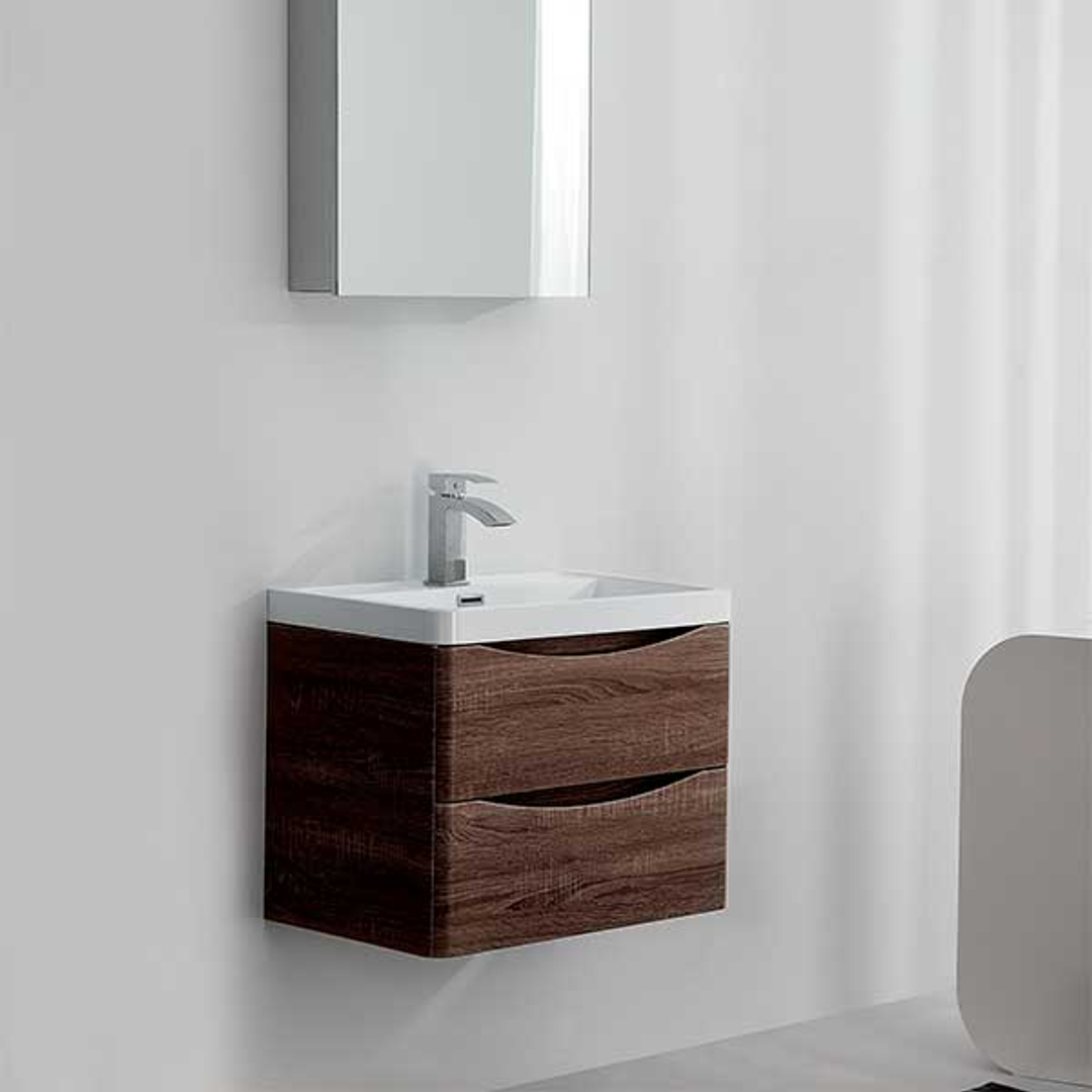 Belbagno Ancona 600mm Wall Hung Vanity Rose Wood 600 X 420 X 450