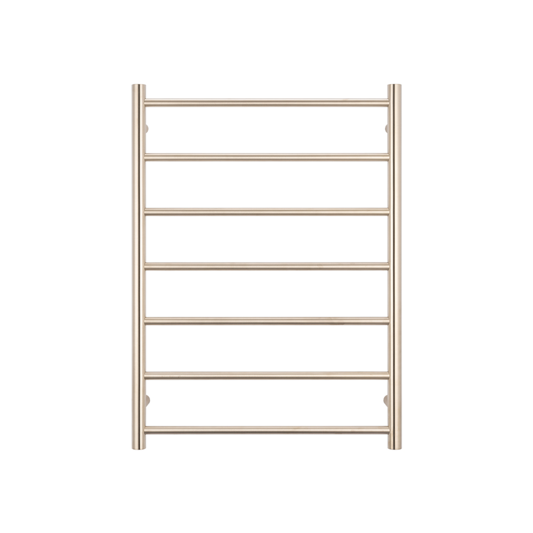 Radiant Warm Brushed Nickel 600 X 800Mm Round Heated Towel Rail Left
