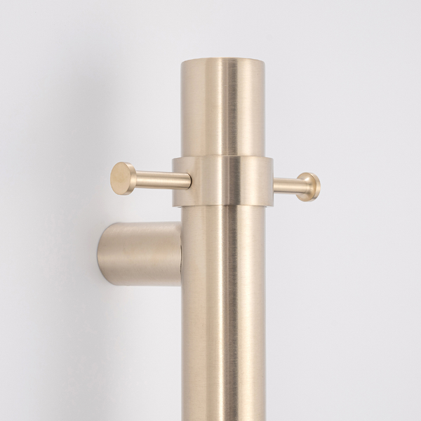 Radiant Warm Brushed Nickel Vertical 950Mm Round Non Heated Single Bar Towel Rail