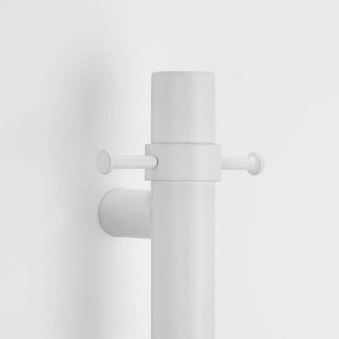 Radiant Matt White Vertical 950Mm Round Non Heated Single Bar Towel Rail