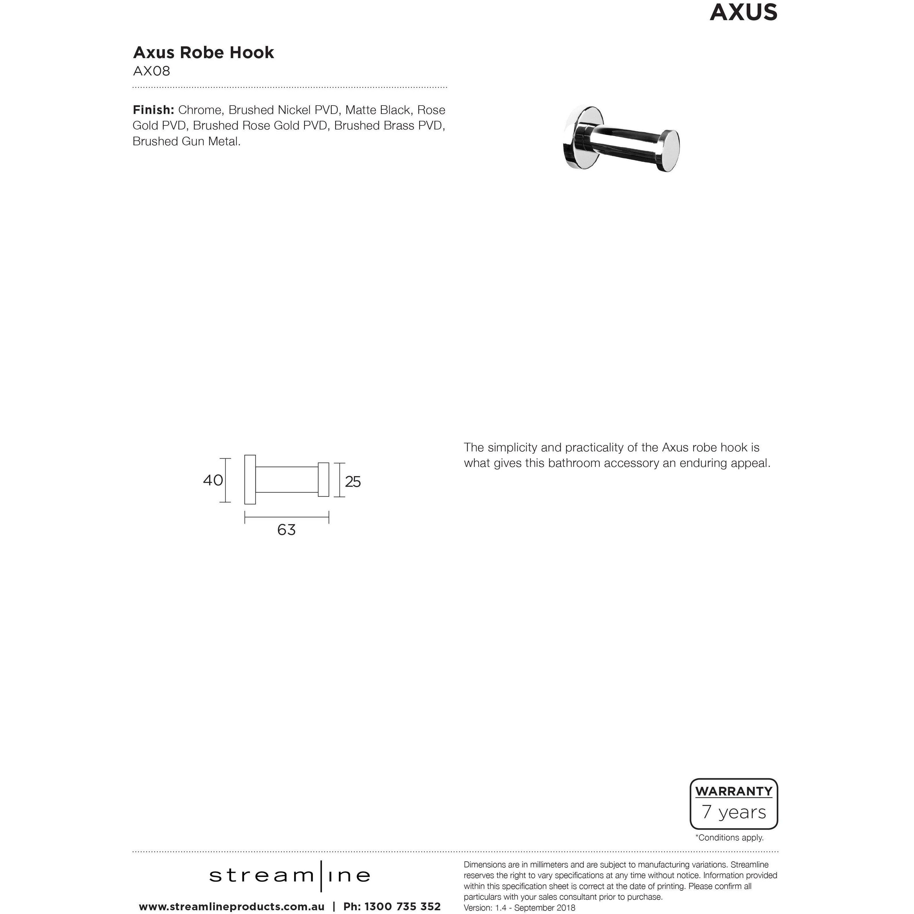 Arcisan Axus Robe Hook Chrome Ax08 C - Burdens Plumbing