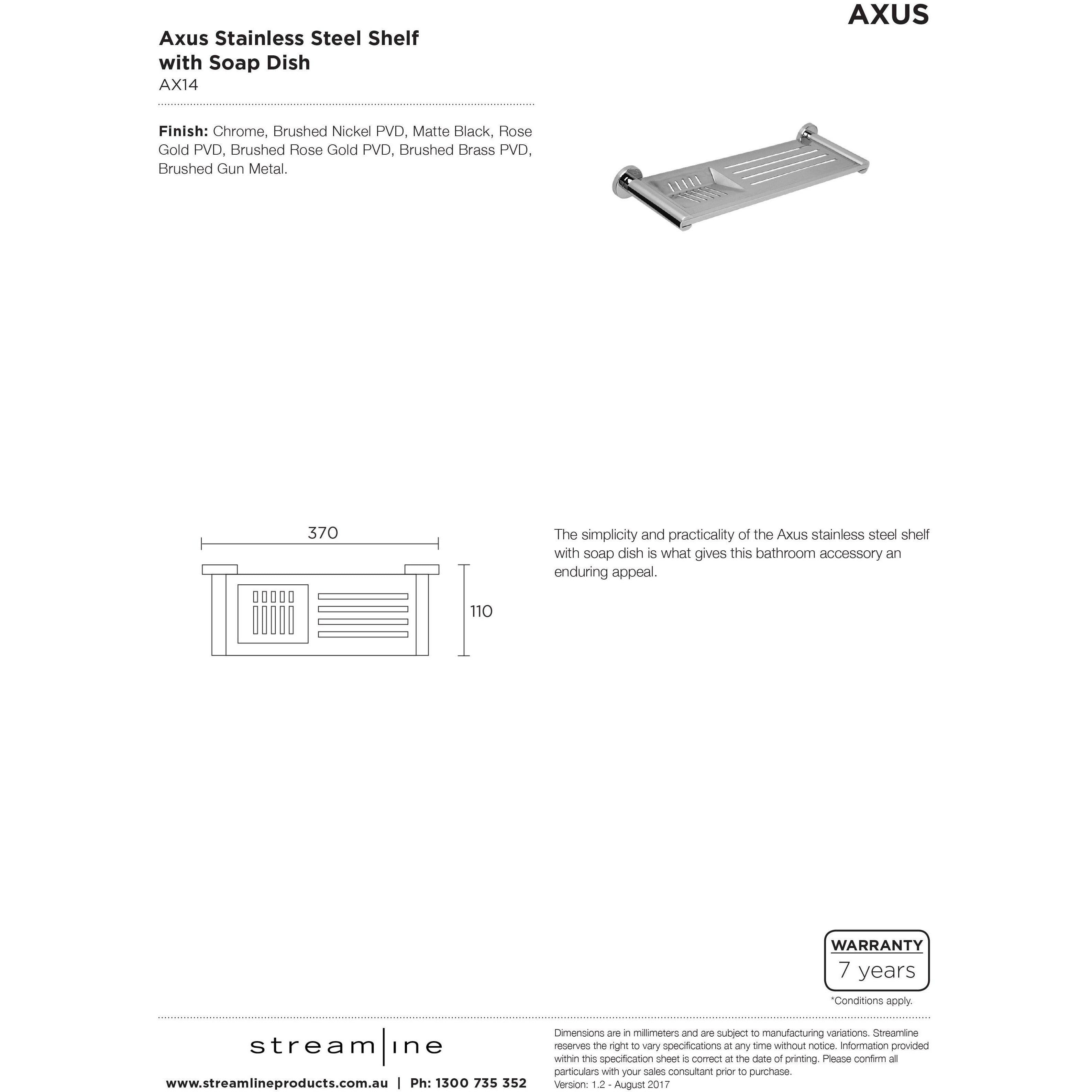 Arcisan Axus Stainless Steel Shelf & Soap Dish Chrome Ax14 C - Burdens Plumbing