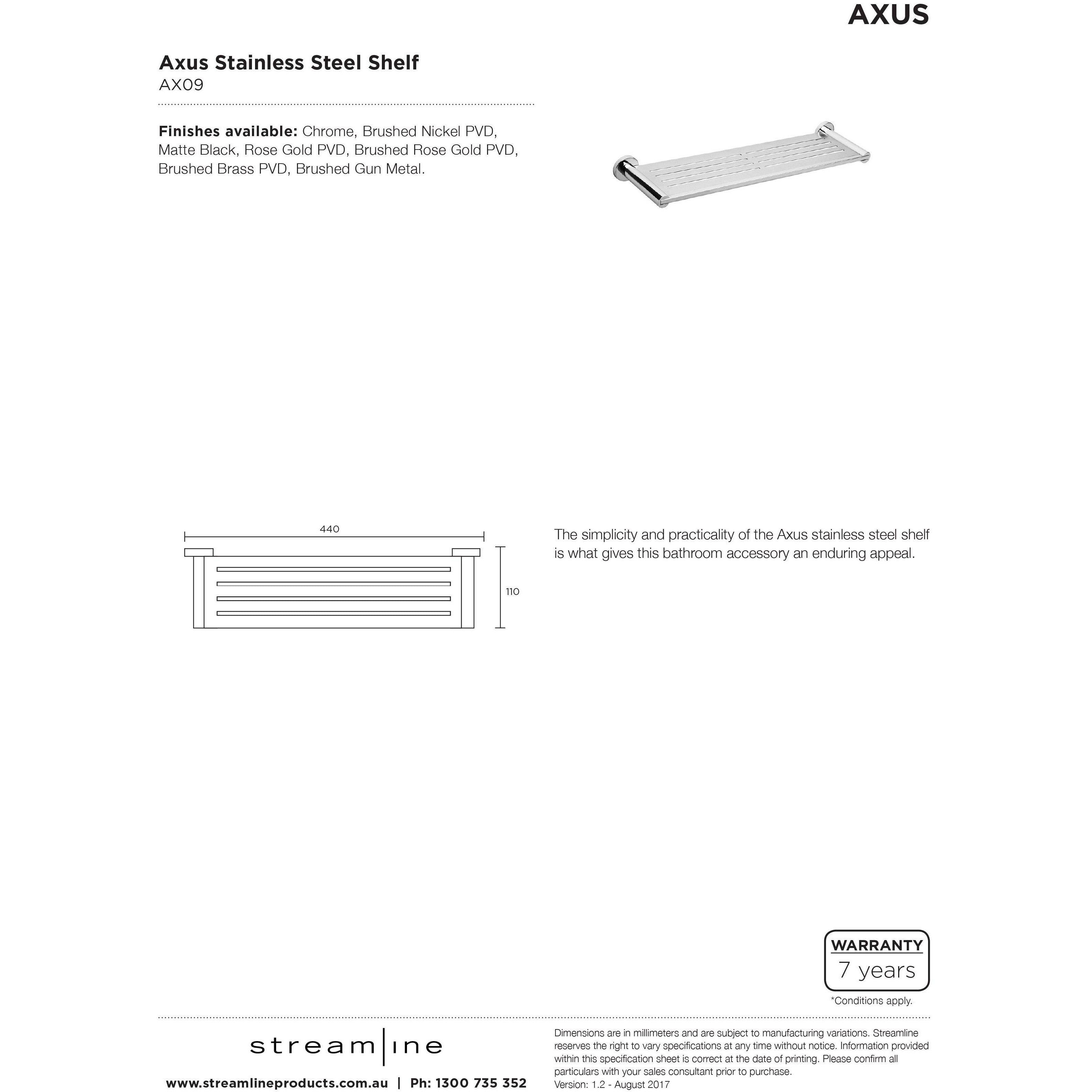 Arcisan Axus Stainless Steel Shelf Chrome Ax09 C - Burdens Plumbing