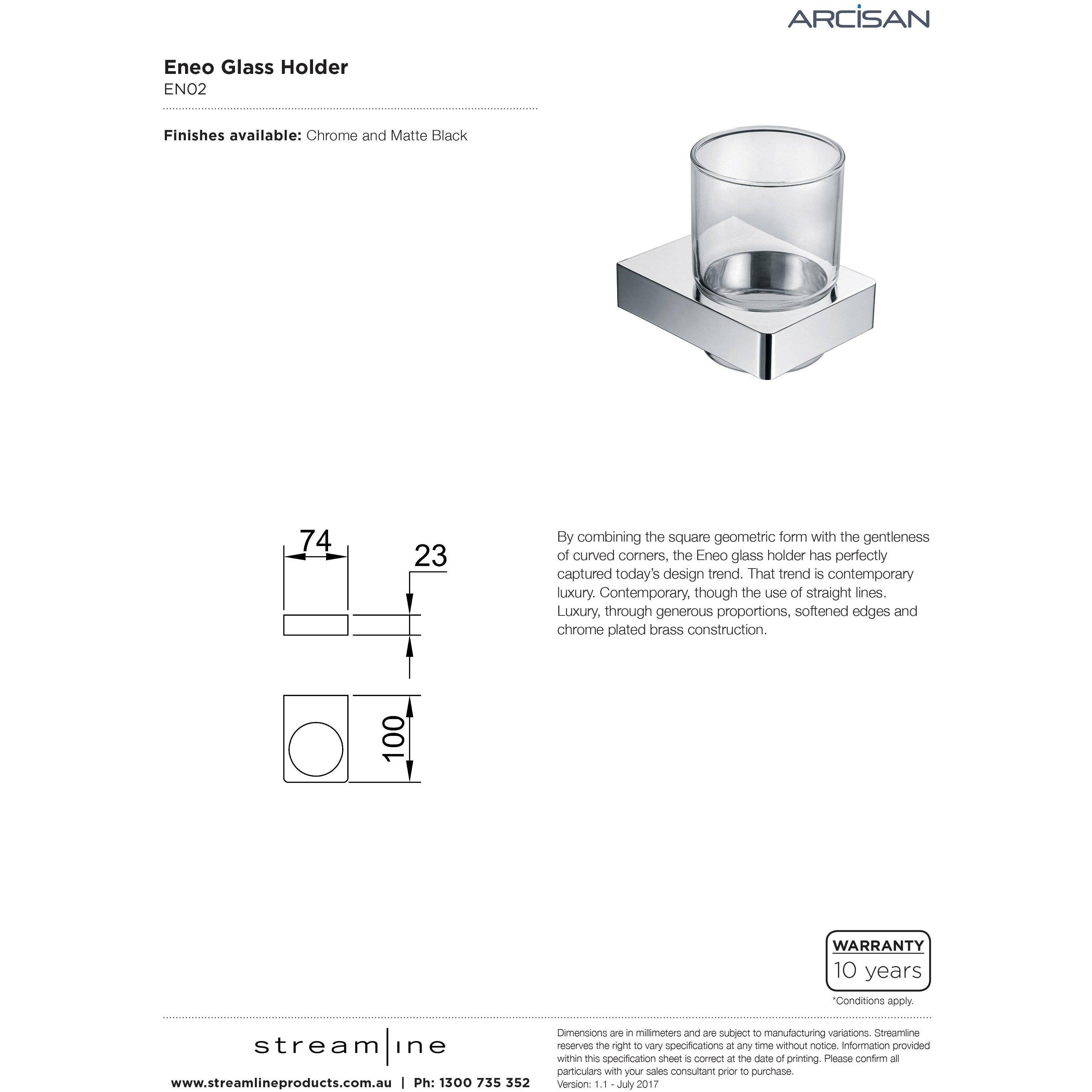 Arcisan Eneo Glass Holder Chrome - Burdens Plumbing