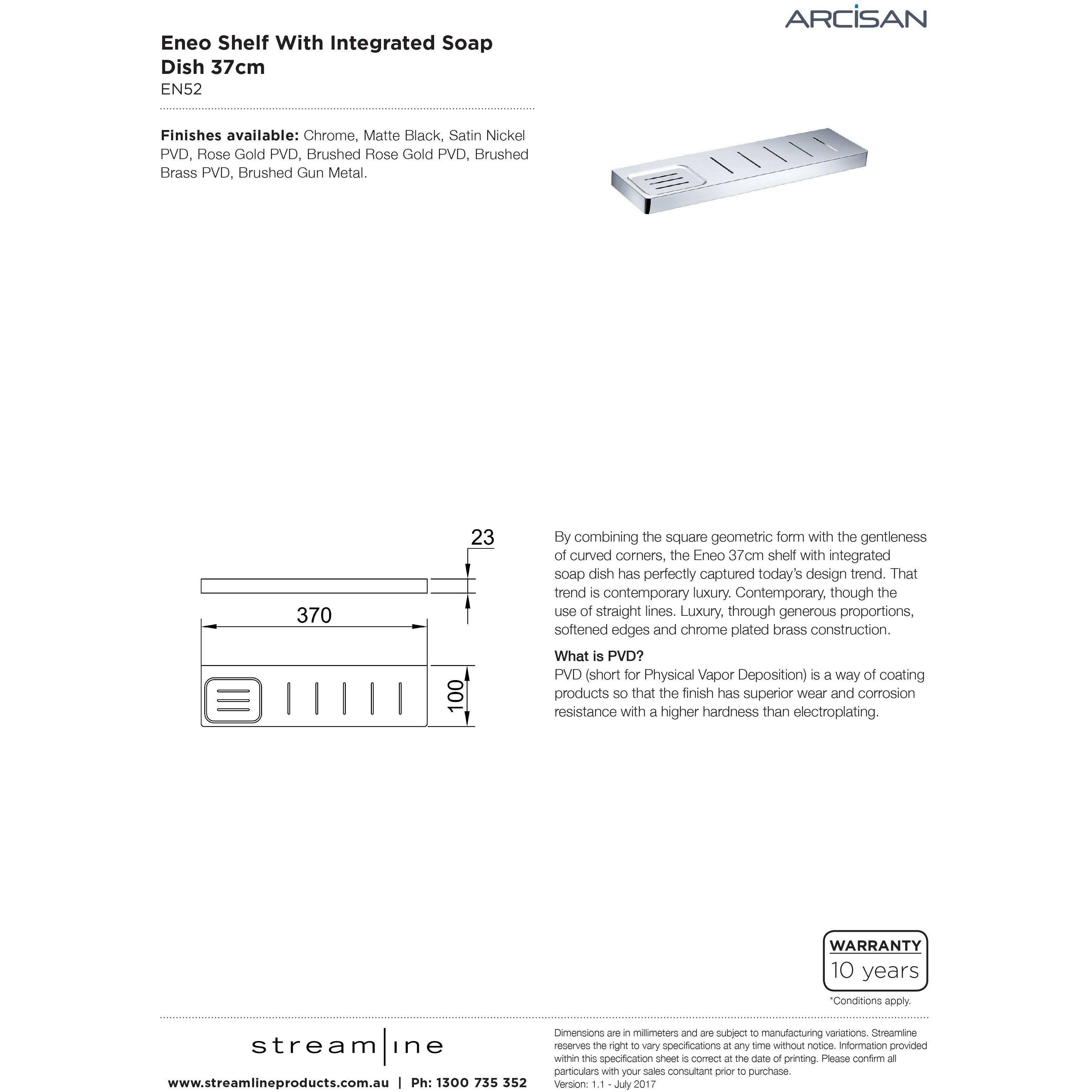 Arcisan Eneo Shelf With Drain Slots & Soap Dish 37Cm Chrome - Burdens Plumbing