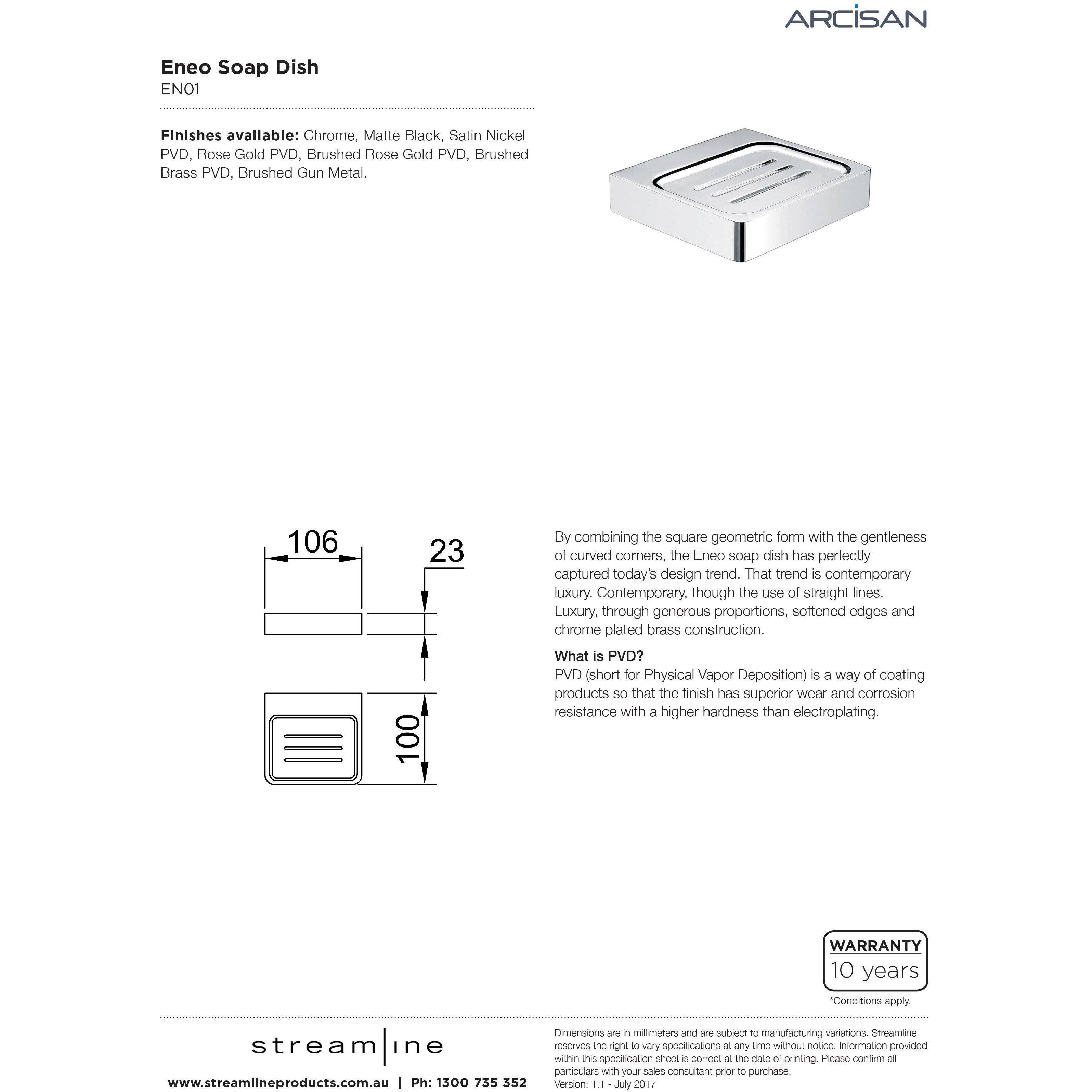 Arcisan Eneo Soap Dish Matt Black With 3 Drain Slots - Burdens Plumbing