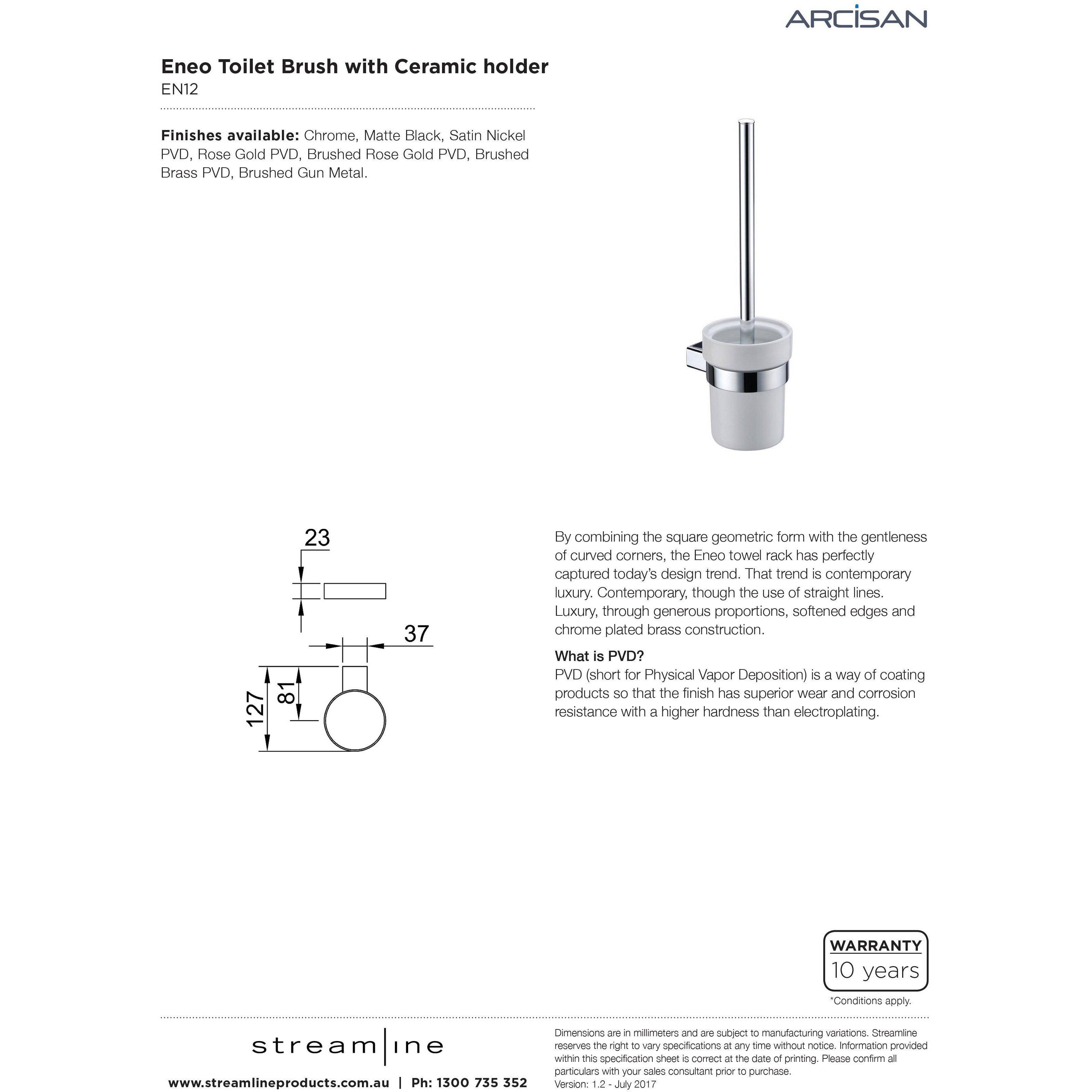 Arcisan Eneo Toilet Brush With Ceramic Holder Chrome - Burdens Plumbing