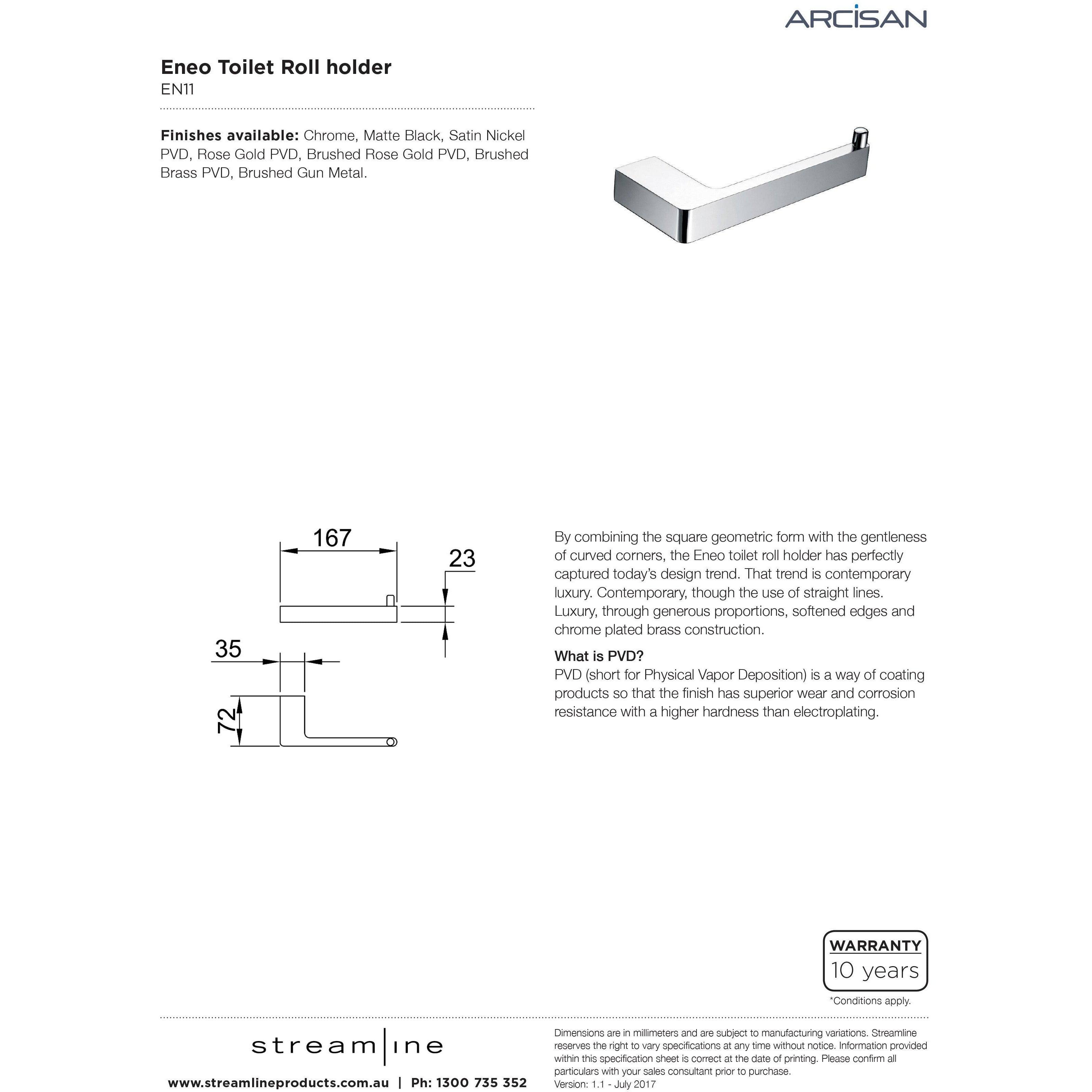 Arcisan Eneo Toilet Roll Holder Brushed Brass Pvd - Burdens Plumbing