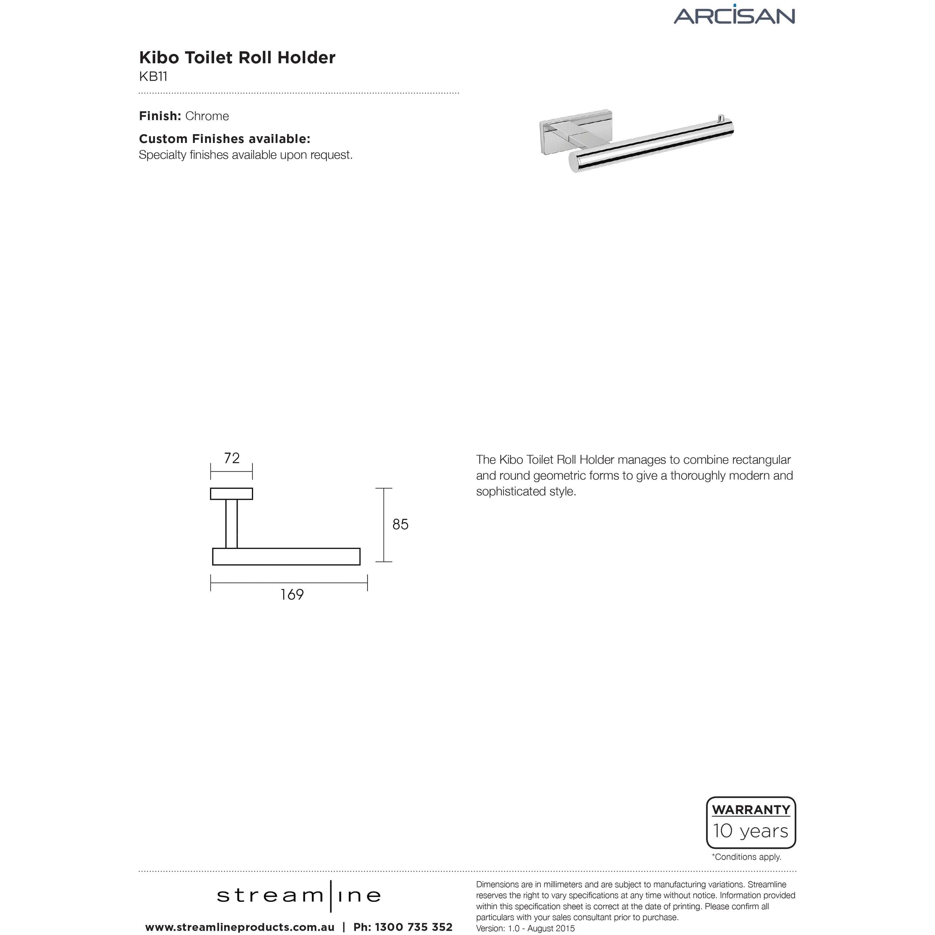 Arcisan Kibo Toilet Roll Holder Chrome Kb11 - Burdens Plumbing